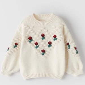 NWT Zara Kids Flowers and Bobbles Knit Sweater size 9-12 months